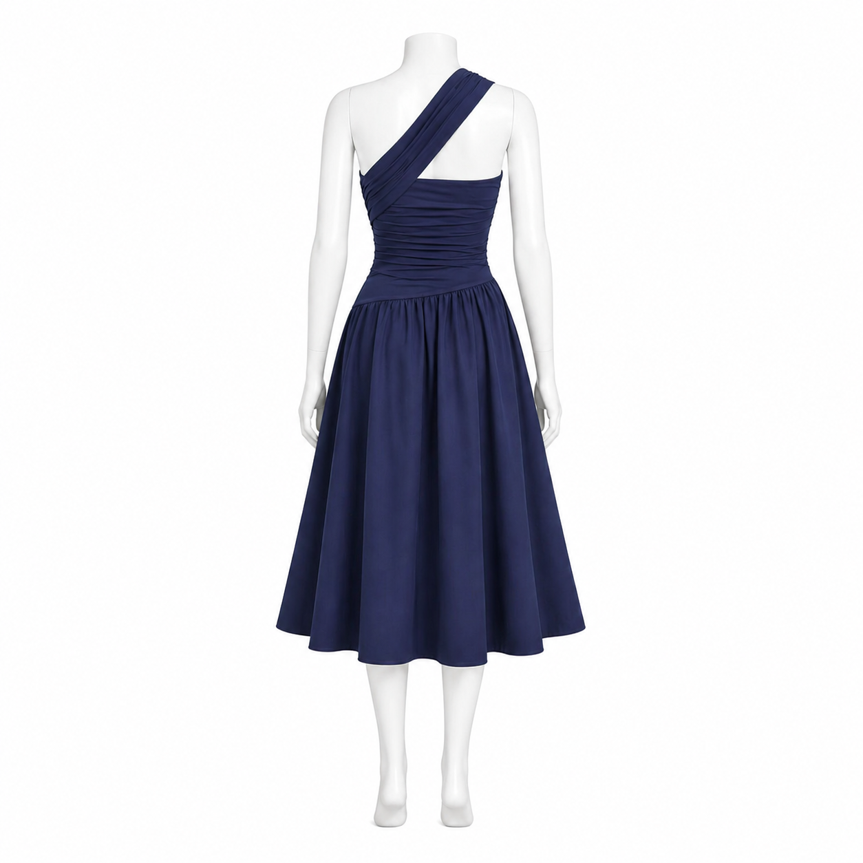 Midnight Elegance One-Shoulder Midi Dress