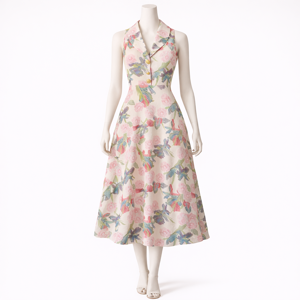 Enchanted Garden Elegance Midi Dress