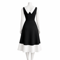 Monochrome Elegance A-Line Midi Dress
