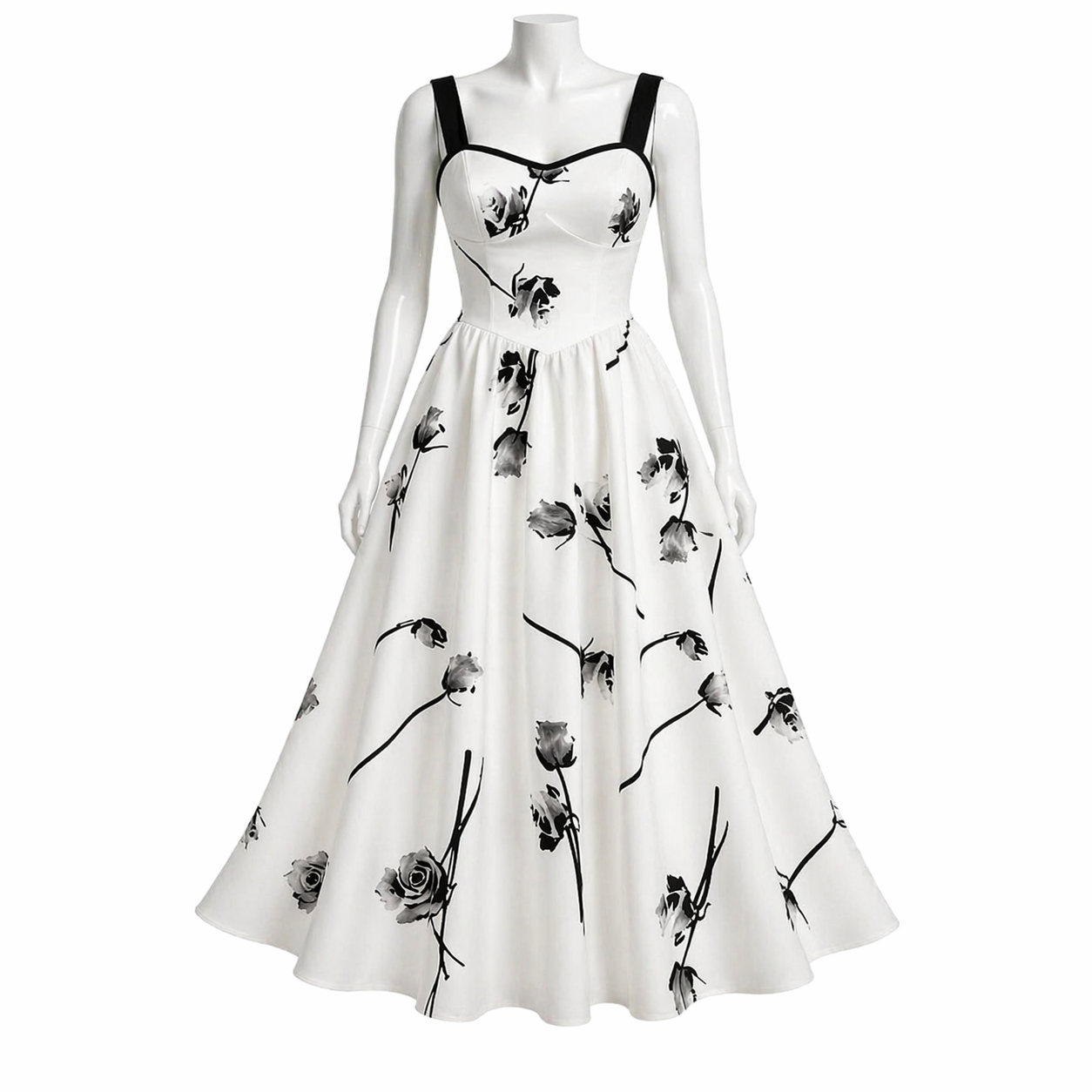 Noir Botanica A-Line Gown