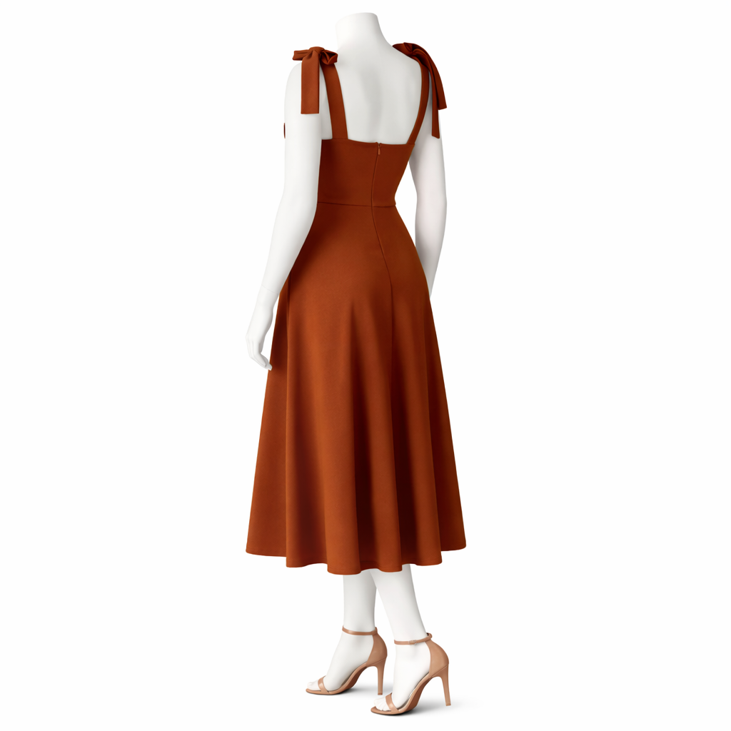 Élise Coffee Tone Cami A-Line Midi Dress
