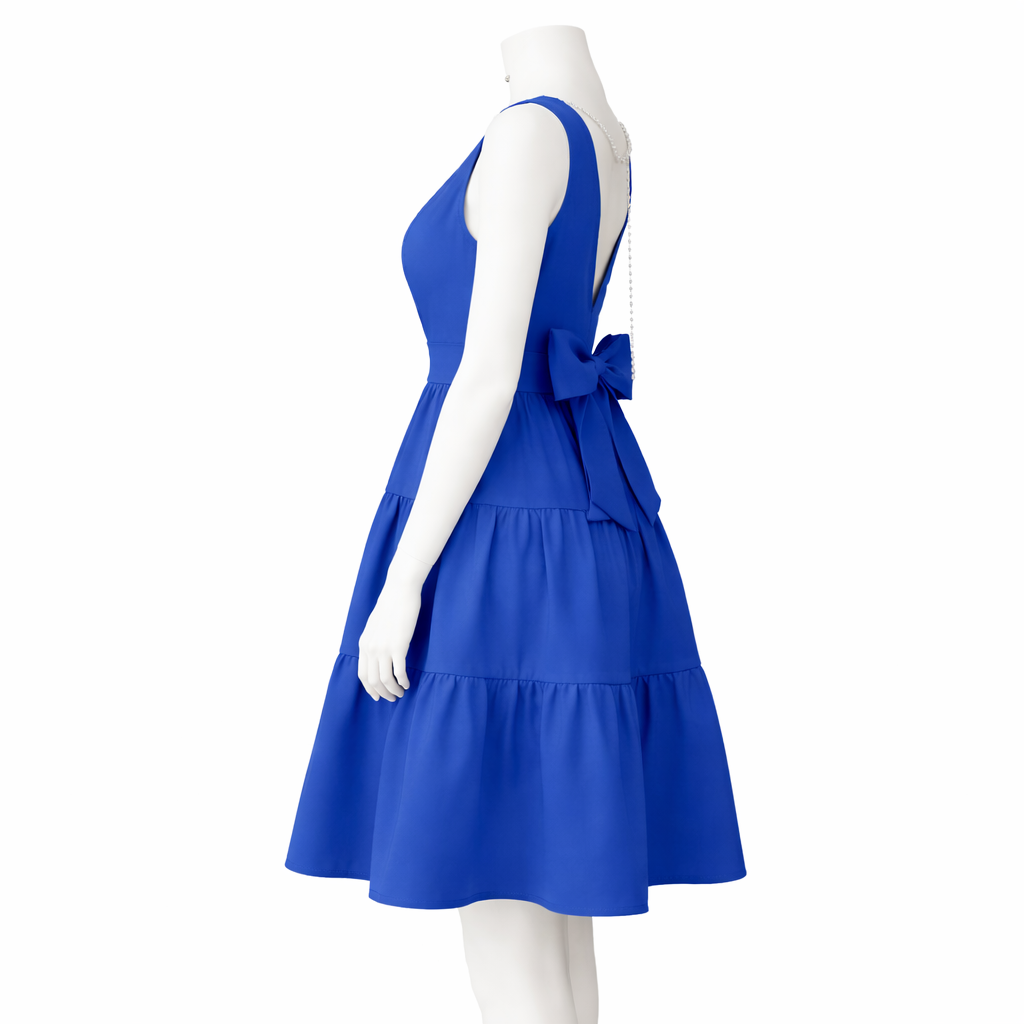 Aurélie Royal Blue Tiered A-Line Mini Dress