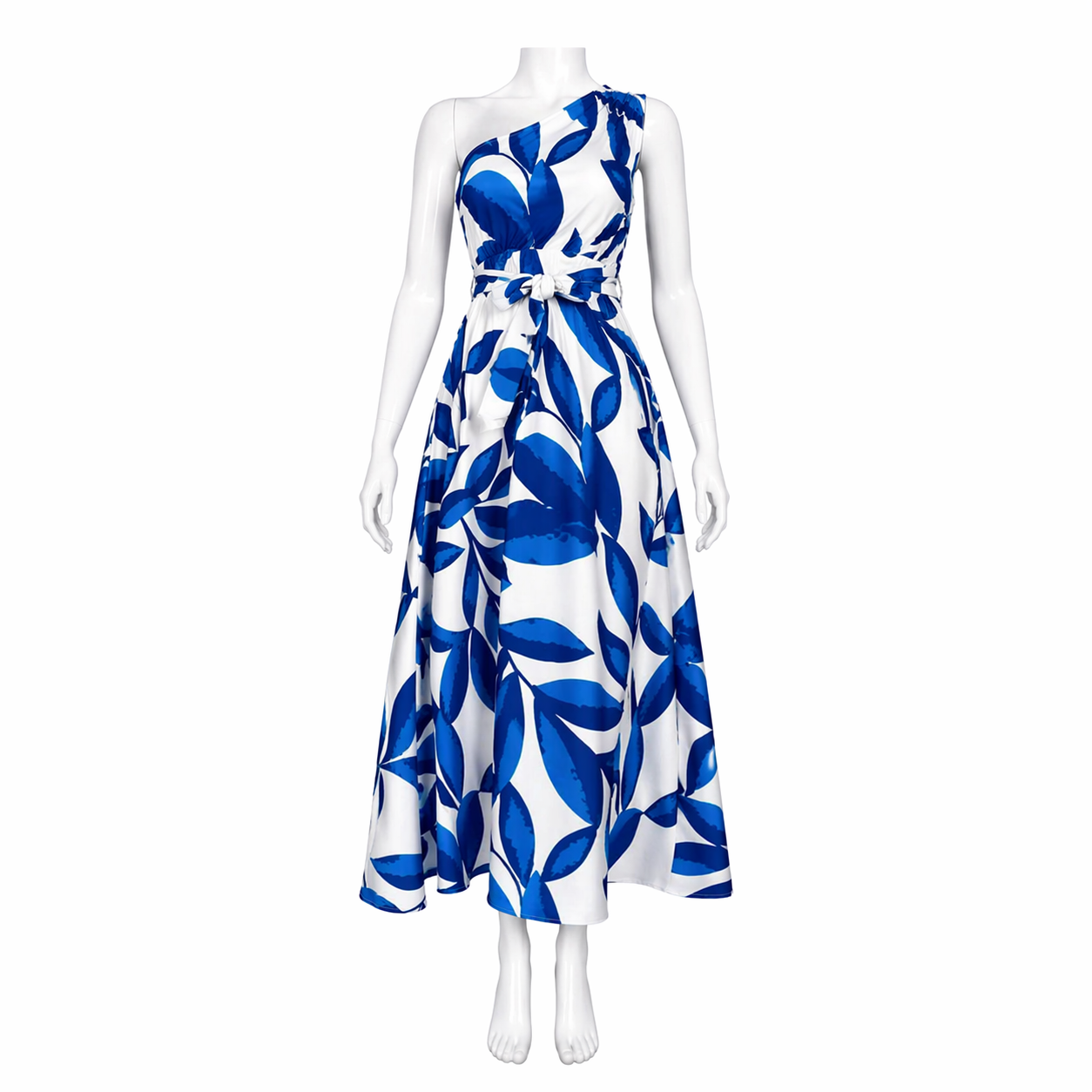 Azure Élan One-Shoulder Maxi Dress