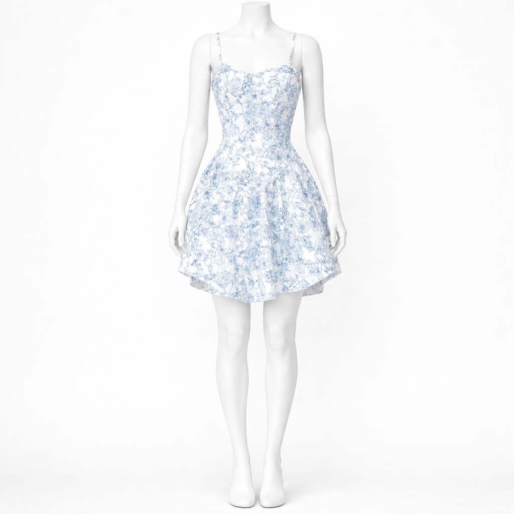 Blue blossom mini dress