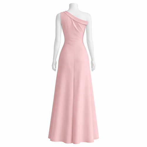 Blush Aura Asymmetrical Ruched Maxi Dress