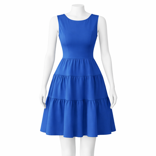 Aurélie Royal Blue Tiered A-Line Mini Dress