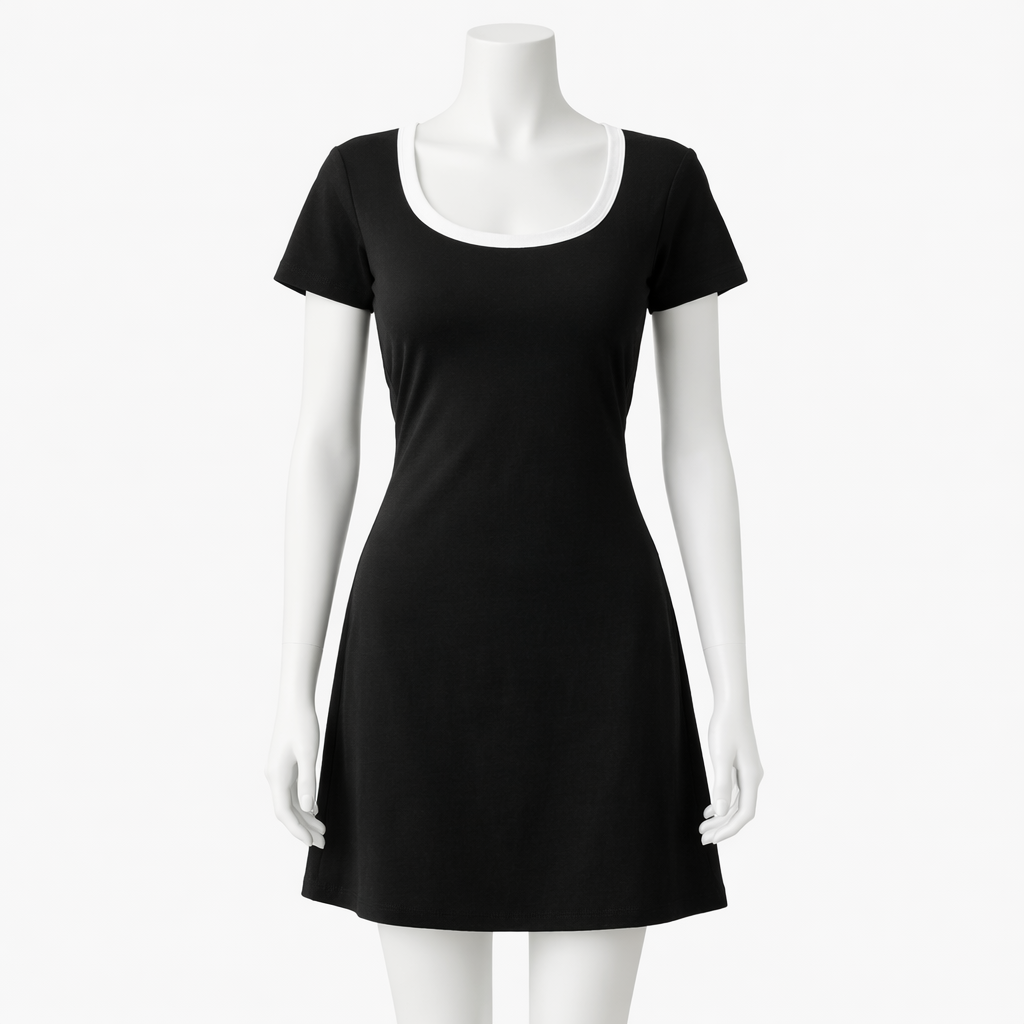 Short sleeve A-line mini dress