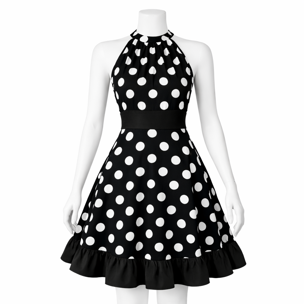 Black Polka Dot Mini Dress