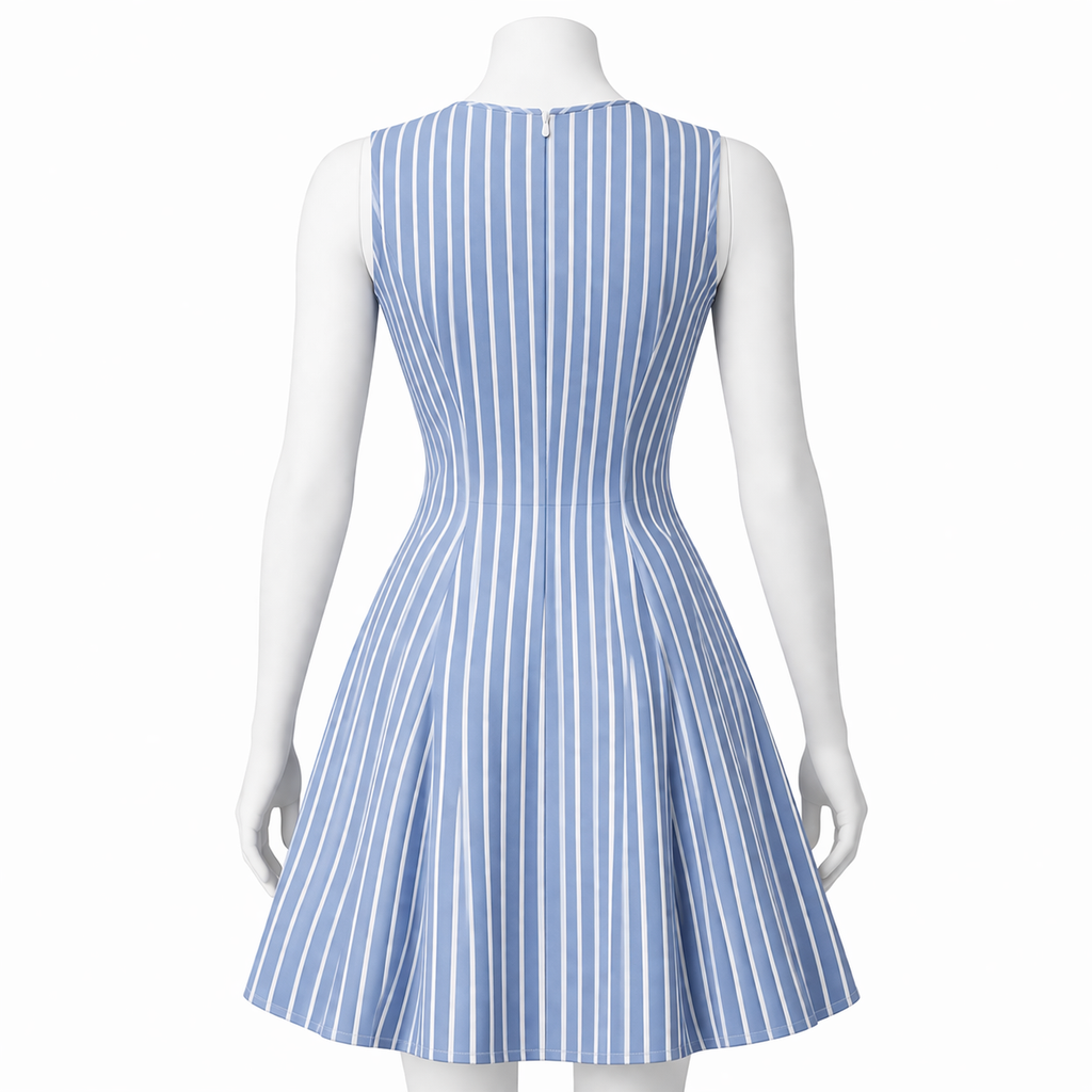 Striped Bow Detail A-Line Mini Dress