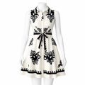 Apricot Floral Belted Collared A-Line Mini Dress
