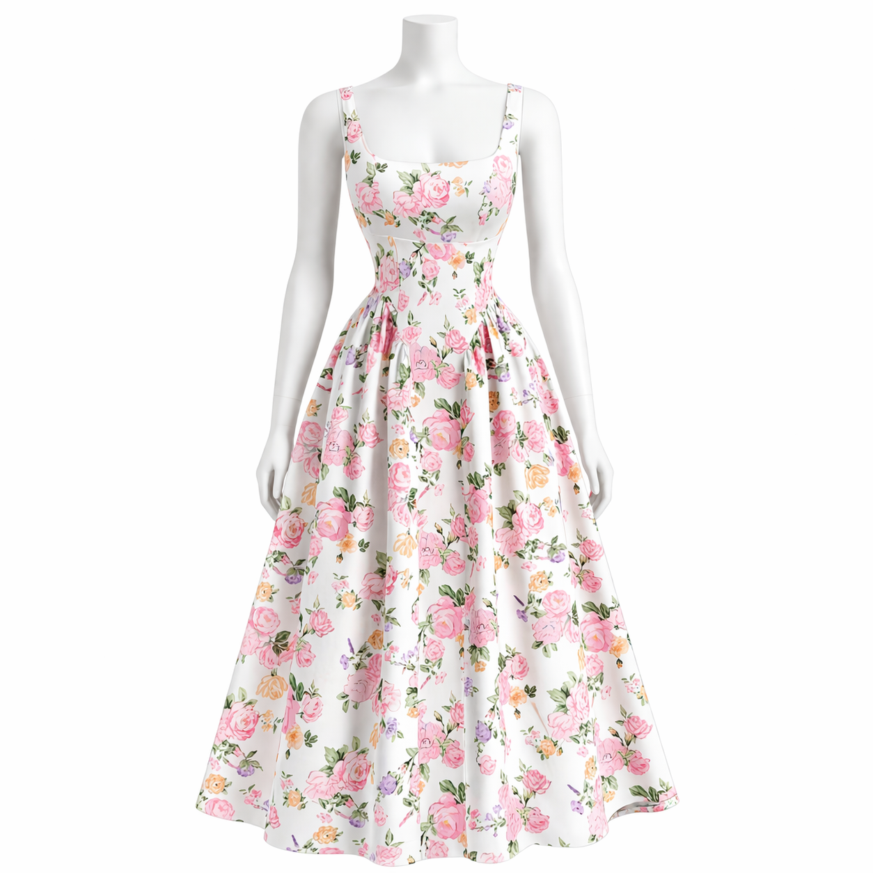Blush Garden A-Line Midi Dress