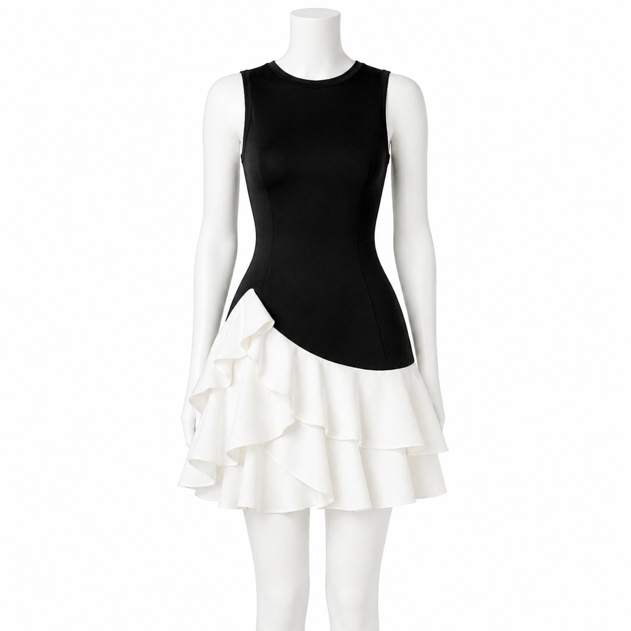 Noir Cascade Ruffle Dress