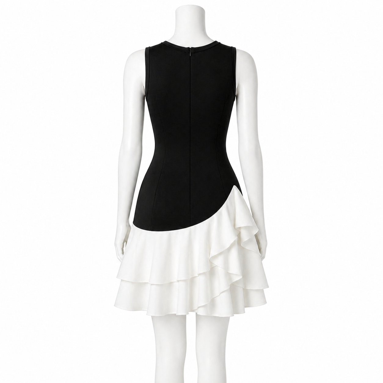 Noir Cascade Ruffle Dress