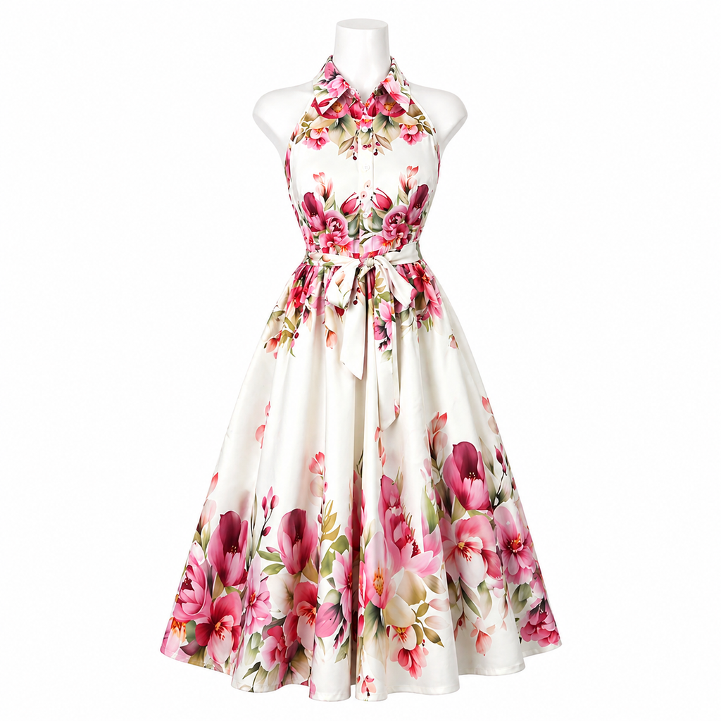 Blush Garden Halter Midi Dress