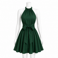 Émeraude Noire Halter Mini Dress