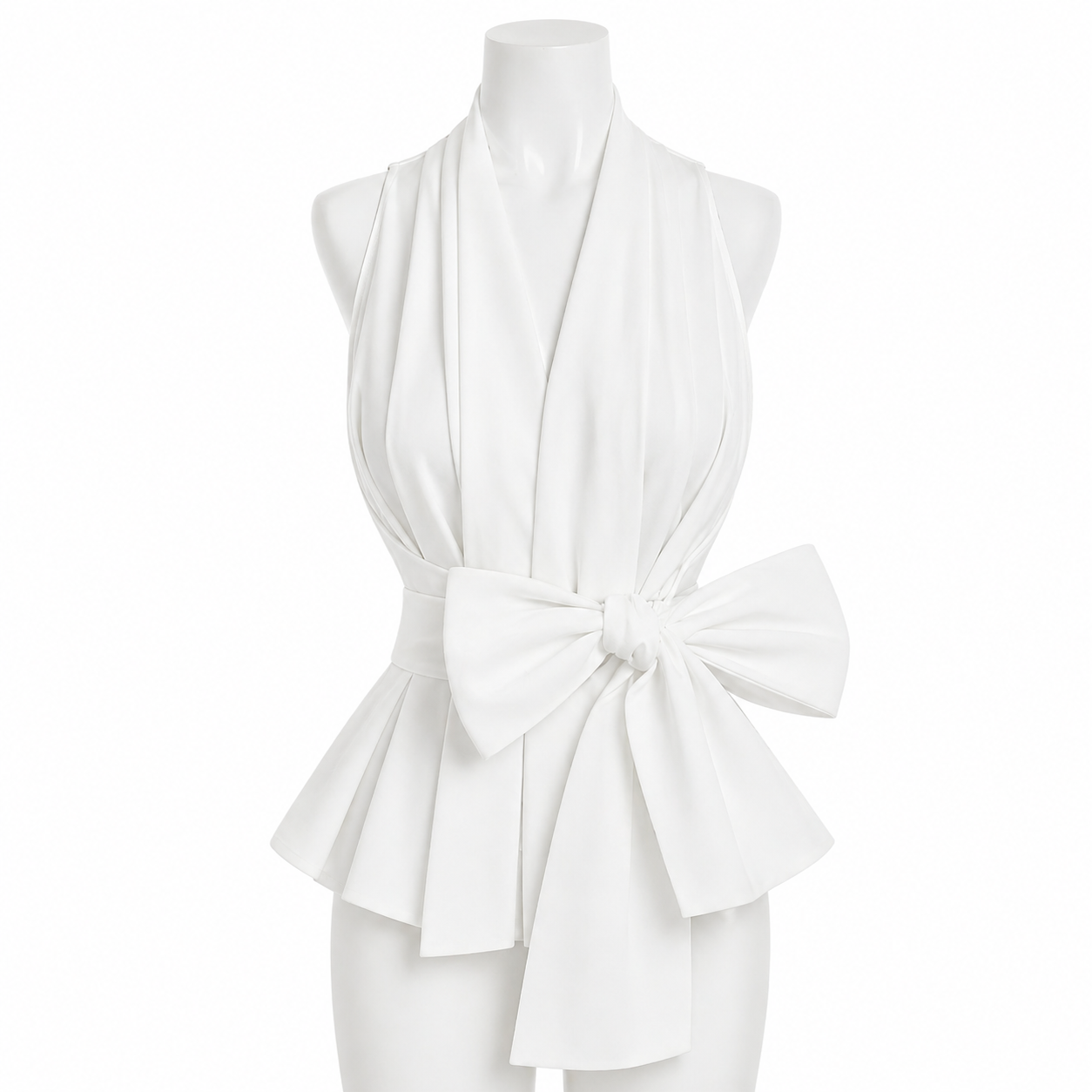 Ivory Élan Bow Peplum Top