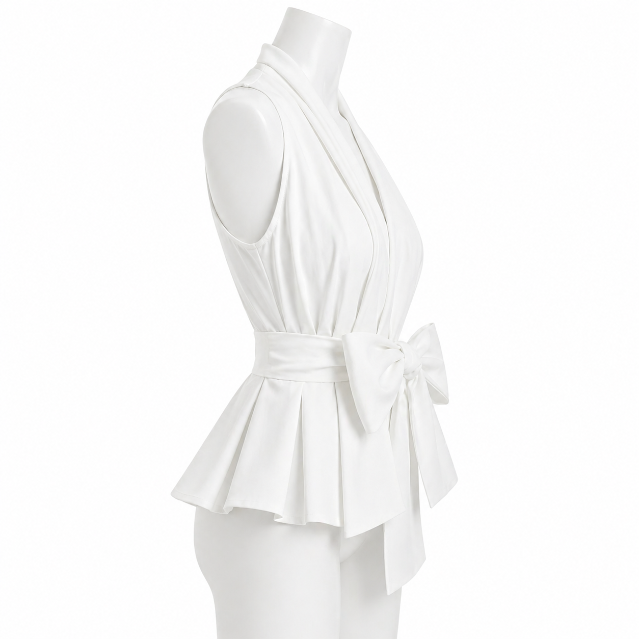 Ivory Élan Bow Peplum Top