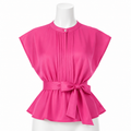 Rosé Lumière Cinched Silk Blouse