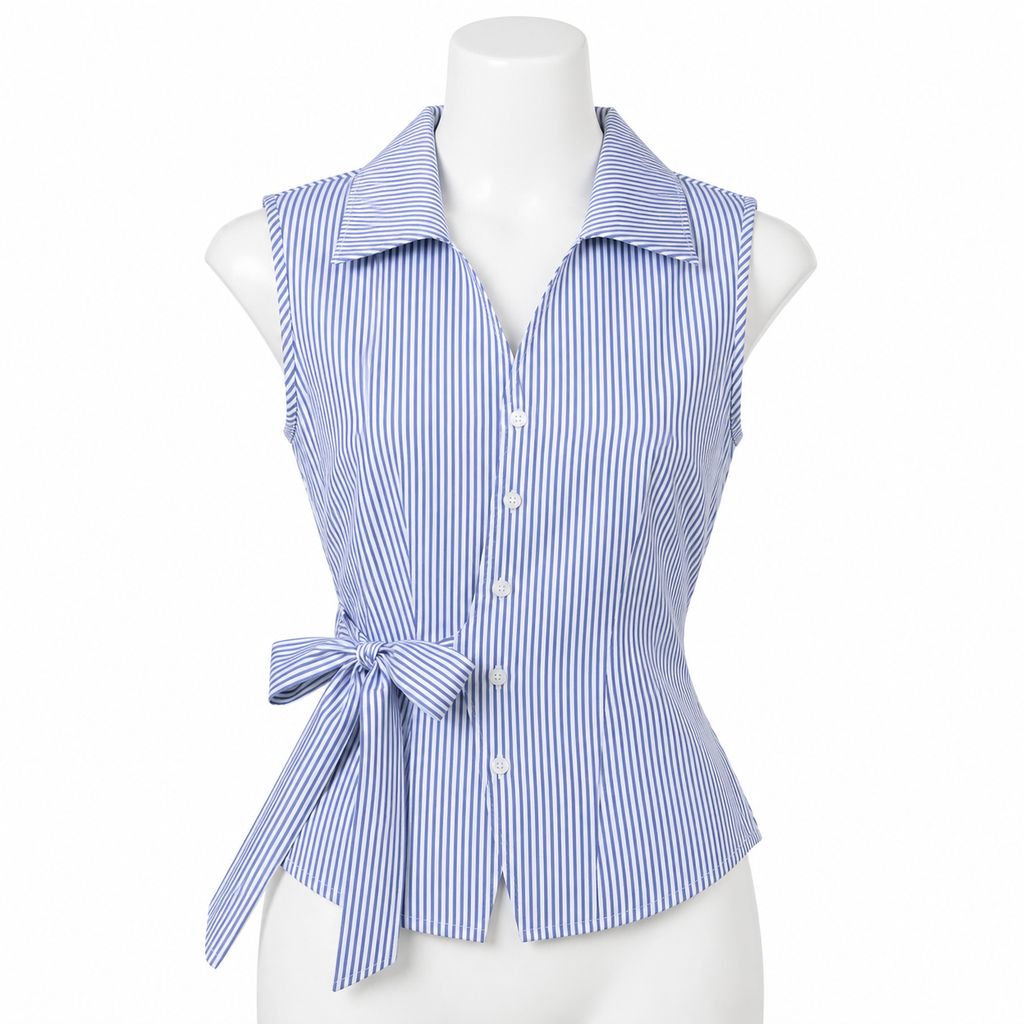 Azure Riviera Tailored Wrap Blouse
