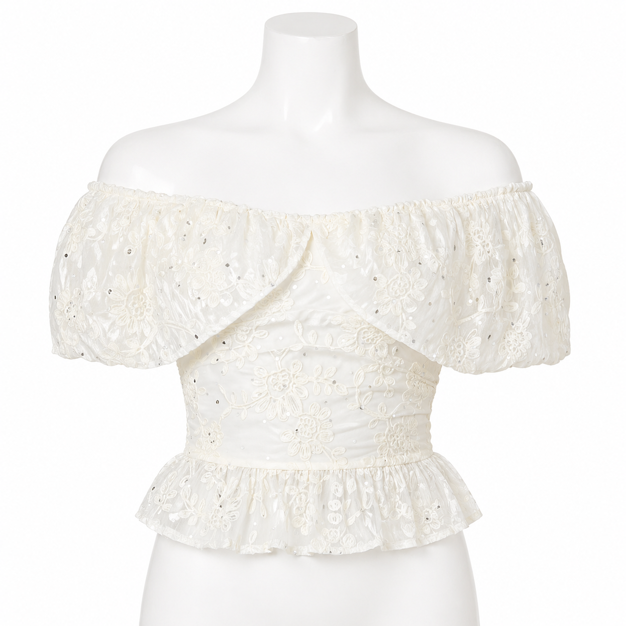 Ivory Étoile Lace Peplum Top