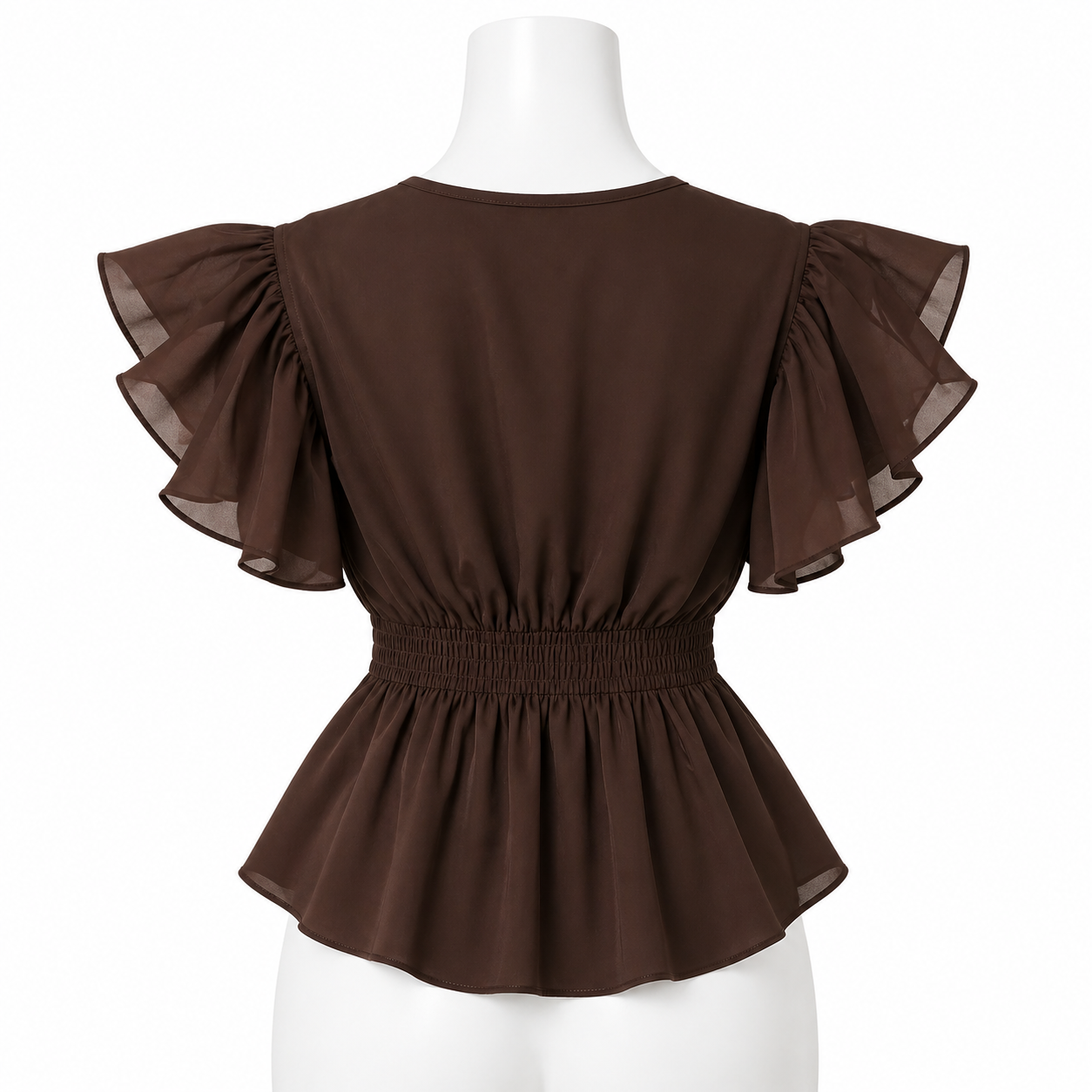 Noir Élégance Belted Peplum Blouse