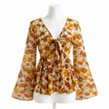 Golden Solstice Bell Sleeve Blouse