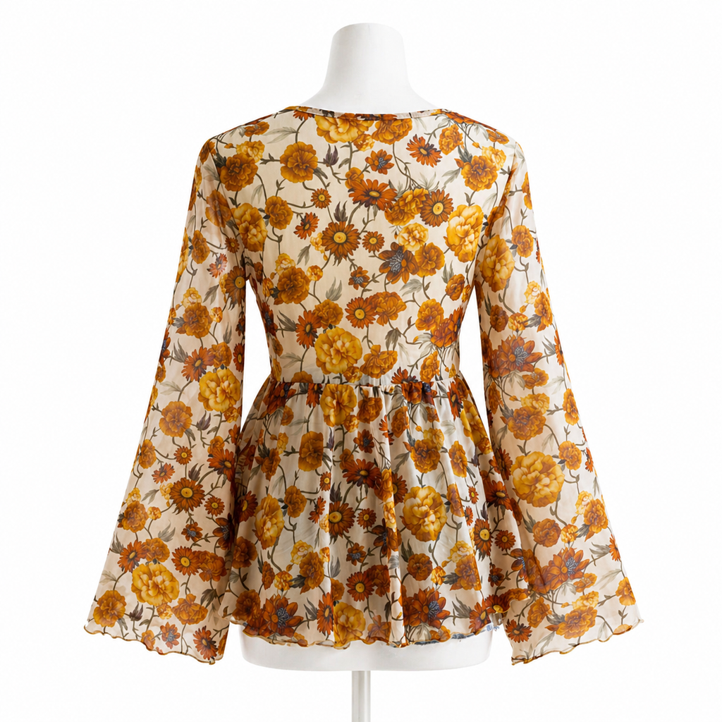 Golden Solstice Bell Sleeve Blouse