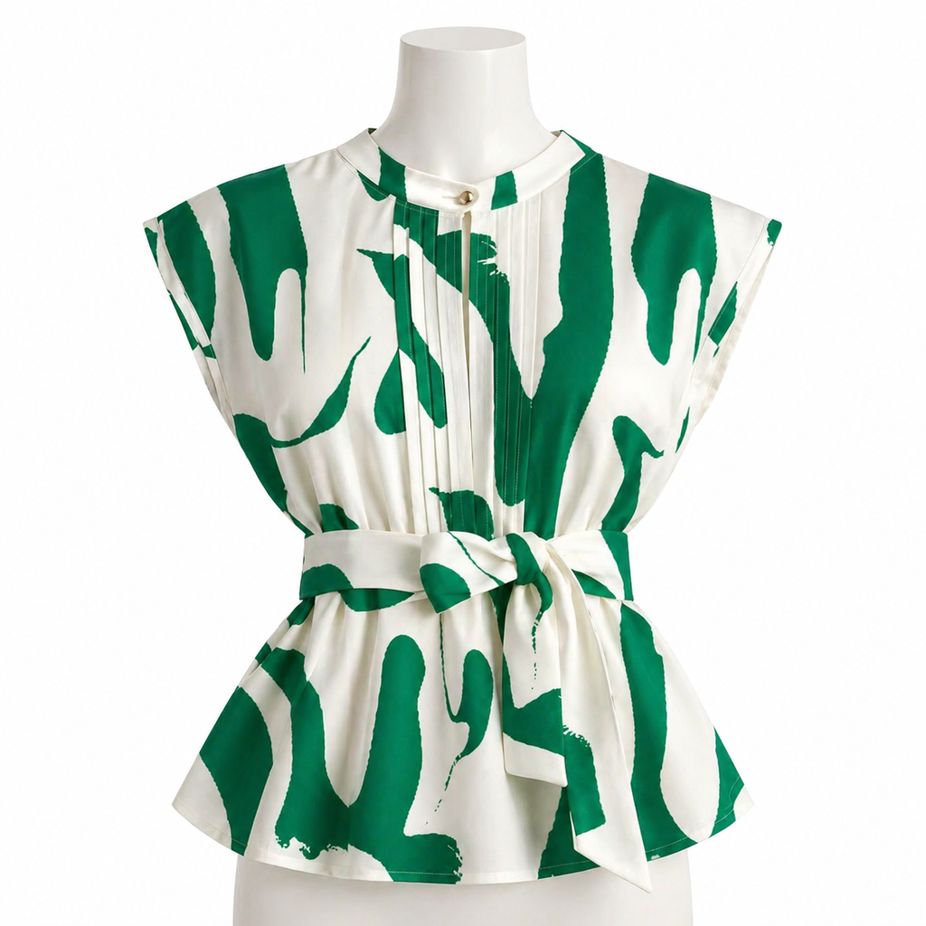 Emerald Muse Pleated Peplum Top