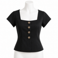 Noir Camellia Sculpted Top