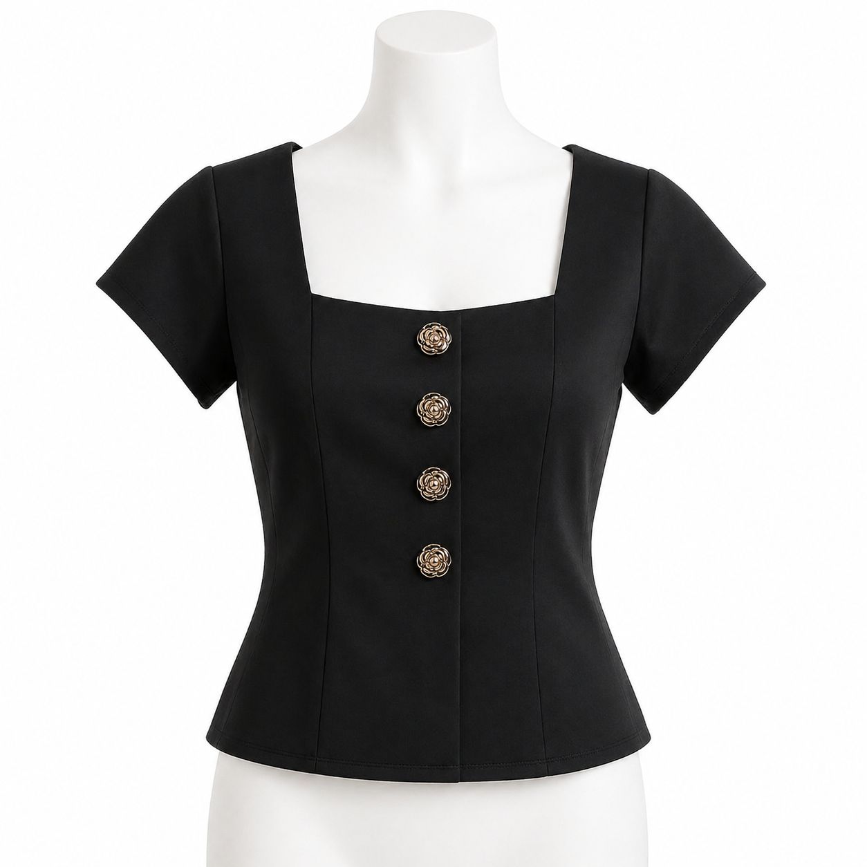 Noir Camellia Sculpted Top
