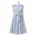 Azure Jardin Pleated Midi Dress