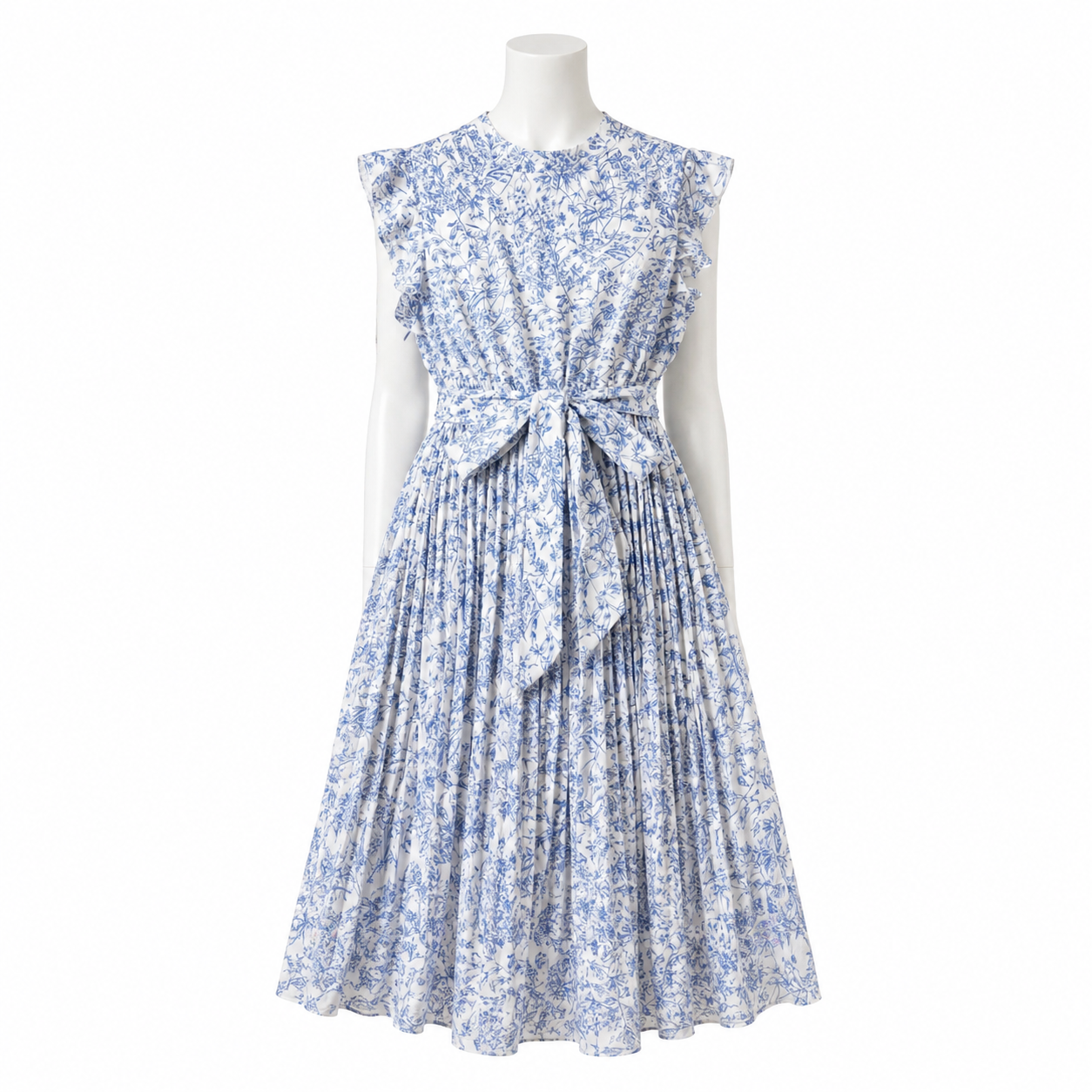 Azure Jardin Pleated Midi Dress