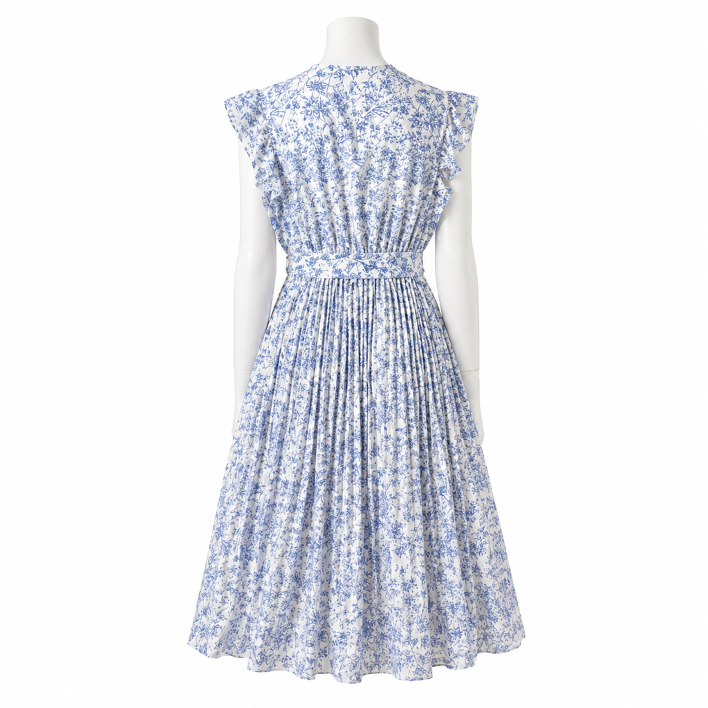 Azure Jardin Pleated Midi Dress