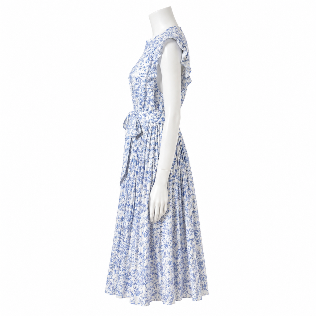 Azure Jardin Pleated Midi Dress