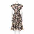 Midnight Garden Pleated Midi Dress