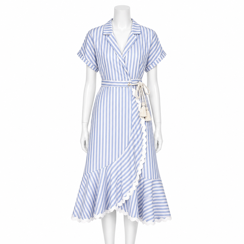 Azure Riviera Wrap Midi Dress